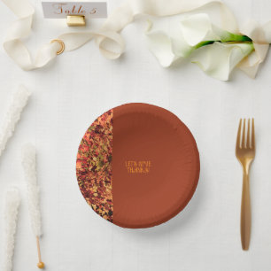 Terracotta Leaves Happy Thanksgiving Give Thanks Paper Plate
