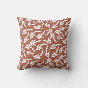 Terracotta leaves, modern floral  throw pillow