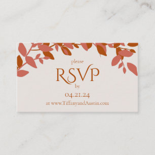Terracotta Leaves Modern Wedding RSVP Card