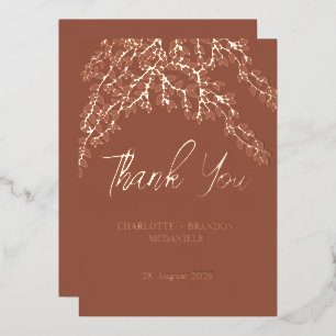 Terracotta Leaves Wedding Thank You Rose Gold