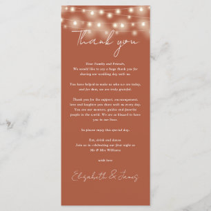 Terracotta Lights Wedding Thank You Place Card