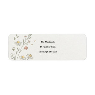 Terracotta Line Art Floral Return Address Label