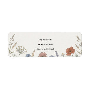Terracotta Line Art Floral Return Address Label