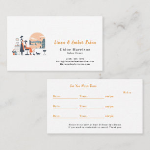 Terracotta Linen Amber Hair Salon Appointment & Business Card