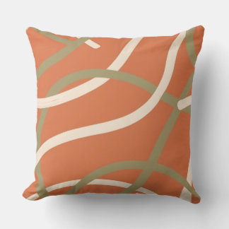 Terracotta Linework Pattern | Cream & Olive Cushion