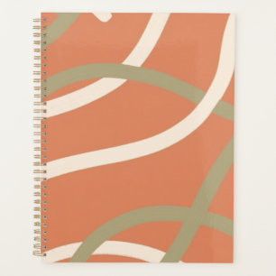 Terracotta Linework Pattern Cream & Olive Planner