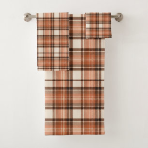 Terracotta Lodge Terracotta & Cream Tartan Plaid Bath Towel Set