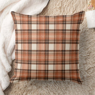 Terracotta Lodge Terracotta & Cream Tartan Plaid Cushion