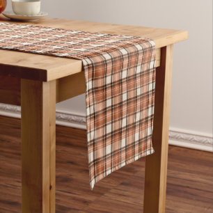 Terracotta Lodge Terracotta & Cream Tartan Plaid Short Table Runner