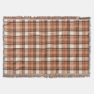 Terracotta Lodge Terracotta & Cream Tartan Plaid Throw Blanket