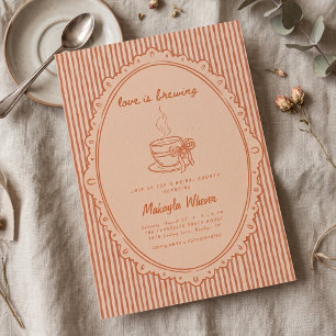 Terracotta Love is Brewing Coffee Bridal Shower Invitation