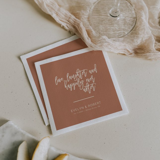 Terracotta Love Laughter and Happily Ever After  Napkin (Creator Uploaded)