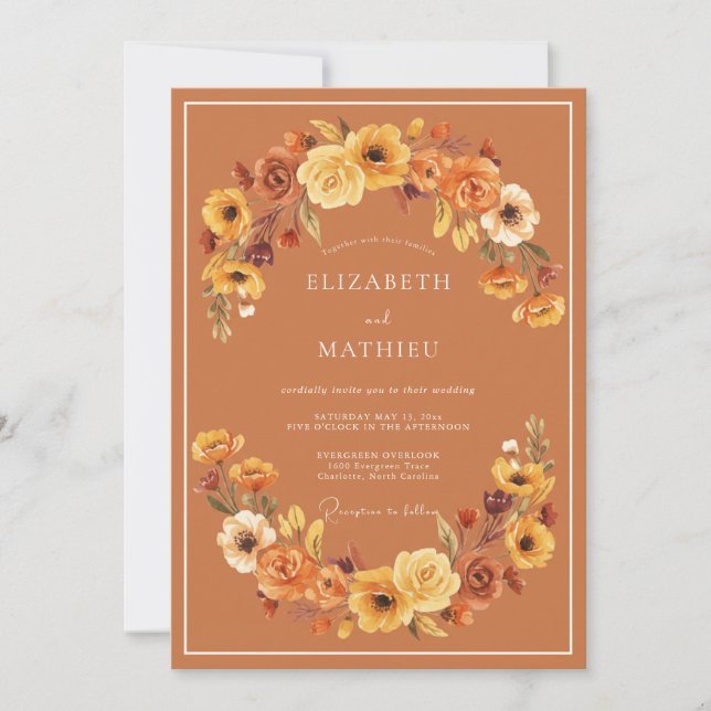 Terracotta Luminous Autumn Wedding Invitation (Front)