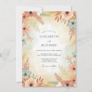 Terracotta Luminous Fall Wedding Invitation