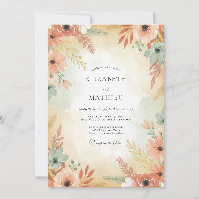Terracotta Luminous Fall Wedding Invitation (Front)