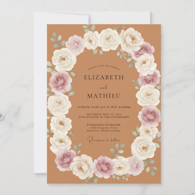 Terracotta Lush Autumn Wedding Invitation (Front)