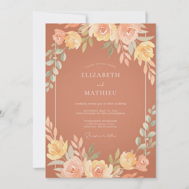 Terracotta Lush Fall Wedding Invitation (Front)
