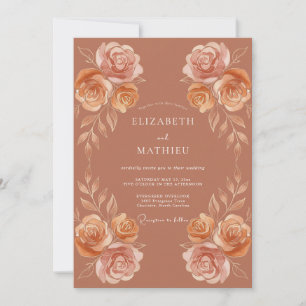 Terracotta Lustrous Autumnal Wedding Invitation