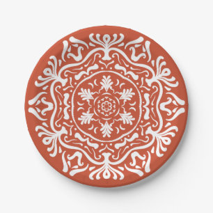 Terracotta Mandala Paper Plate