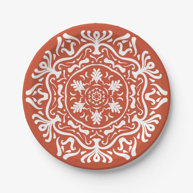 Terracotta Mandala Paper Plate (Front)