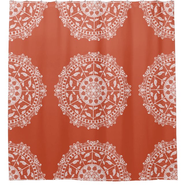 Terracotta Mandala Shower Curtain (Front)