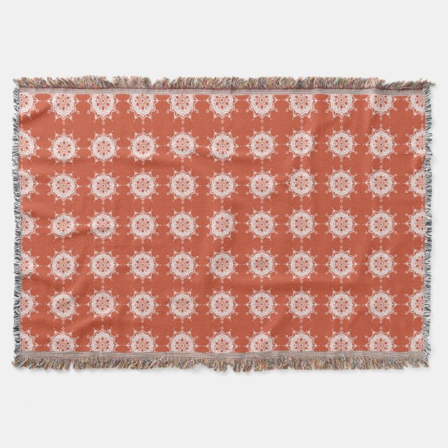 Terracotta Mandala Throw Blanket (Front)