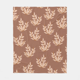 Terracotta Maple Leaves Tropical Botanical Autumn  Fleece Blanket