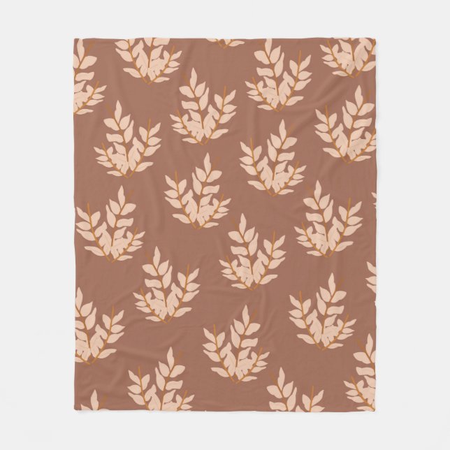 Terracotta Maple Leaves Tropical Botanical Autumn  Fleece Blanket (Front)