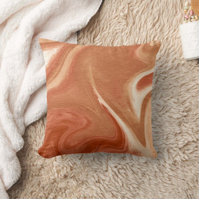 Terracotta Marble Abstract Fluid Pattern Cushion (Blanket)