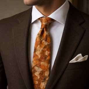 Terracotta Marble Mosaic Abstract Geometric Stone Tie