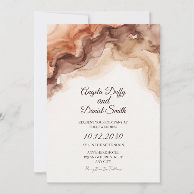 Terracotta Marble Wedding Invitation (Front)