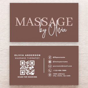 Terracotta Massage Therapist QR Code Business Card