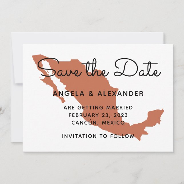 Terracotta Mexican Destination Wedding Save The Date (Front)
