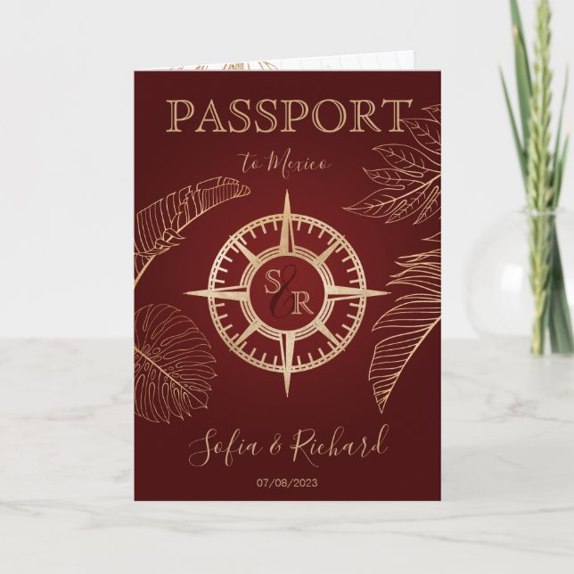 Terracotta Mexico Wedding Destination Passport Invitation (Front)