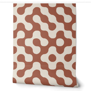 Terracotta Mid Century Abstract Geometric Wallpaper