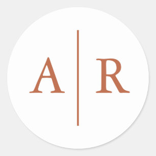 Terracotta Minimal Elegant Envelope Seal, Wedding Classic Round Sticker