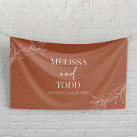 Terracotta Minimal Minimalist Branch Leaf Wedding