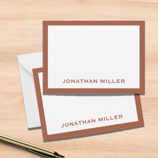 Terracotta Minimal Monogram Name Card (Creator Uploaded)