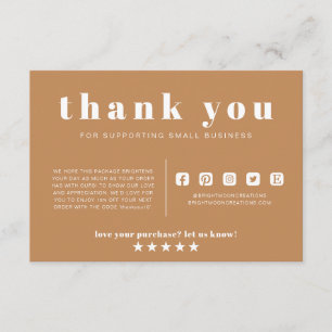 Terracotta Minimal Thank You Order Small Business Enclosure Card