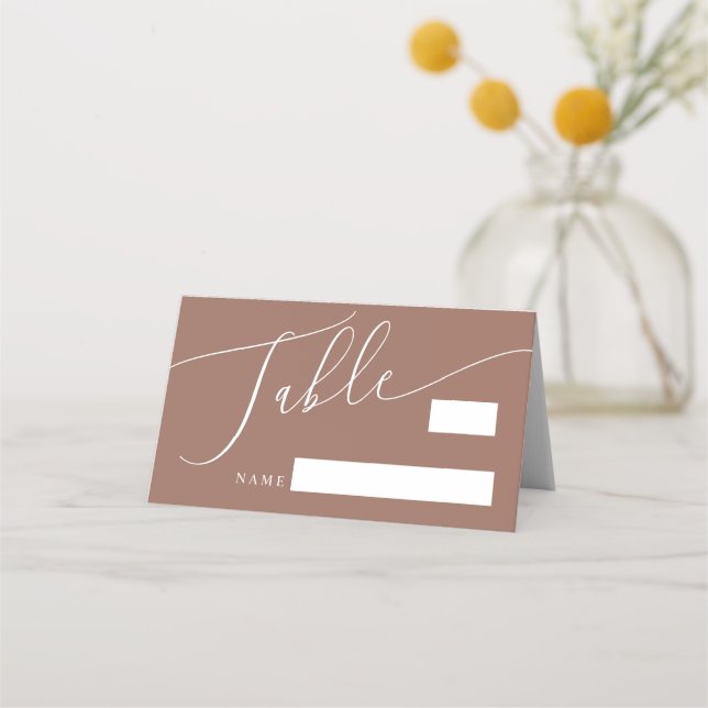 Terracotta Minimal Wedding Table Number Place Card (Front)