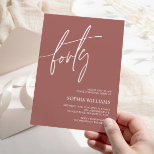 Terracotta Minimalist 40th Birthday Invitation