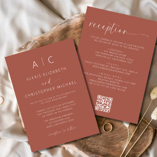 Terracotta Minimalist All In One Wedding QR Code Invitation