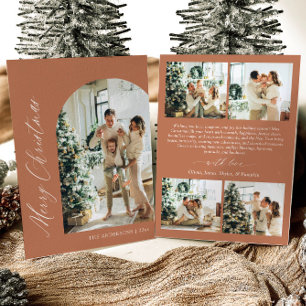 Terracotta Minimalist Arch Photo Merry Christmas Holiday Card