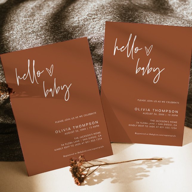 Terracotta Minimalist Baby Shower | Gender Neutral Invitation (Creator Uploaded)