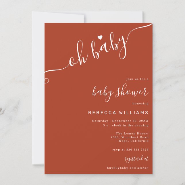 Terracotta Minimalist Baby Shower Invitation (Front)