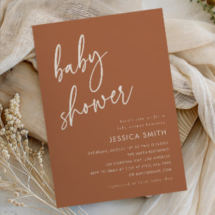 Terracotta Minimalist Baby Shower Invitation