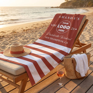 Terracotta Minimalist Bachelorette Weekend Logo  Beach Towel