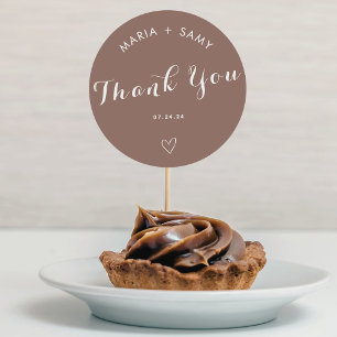Terracotta minimalist bohemian thank you wedding  classic round sticker