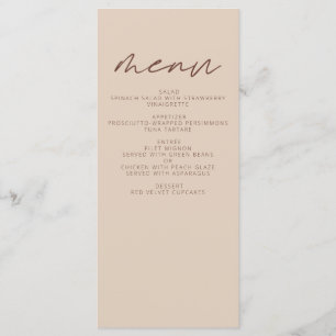 Terracotta Minimalist Boho Elegant Modern Wedding Menu