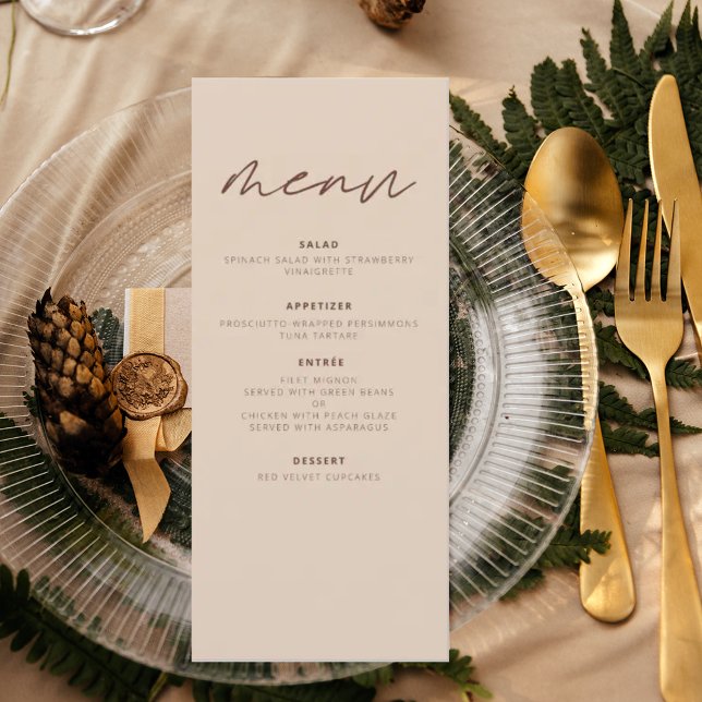 Terracotta Minimalist Boho Elegant Modern Wedding Menu (Creator Uploaded)